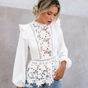 Pursuit of Being Crochet Lace Peplum Blouse NWT